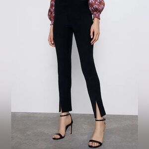 Zara Black Leggings with Front Slit
